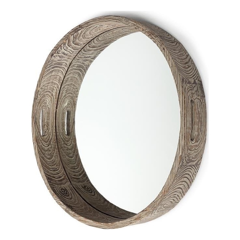 Mercana Whittier Large Fir Brown Wood and Mirrored Base Tray