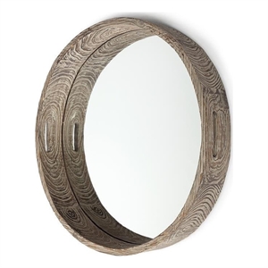 Mercana Whittier Large Fir Brown Wood and Mirrored Base Tray