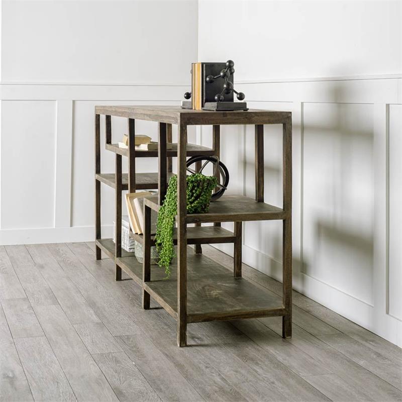 Wright I 16L x 66W Brown Wood Multi-Level Shelf Console Table (Set of 2)