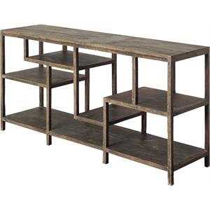 Wright I 16L x 66W Brown Wood Multi-Level Shelf Console Table (Set of 2)
