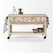 Mercana Columbia I Rolling Kitchen Island in Light Brown and Black