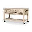 Mercana Columbia I Rolling Kitchen Island in Light Brown and Black