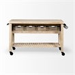 Mercana Columbia I Rolling Kitchen Island in Light Brown and Black