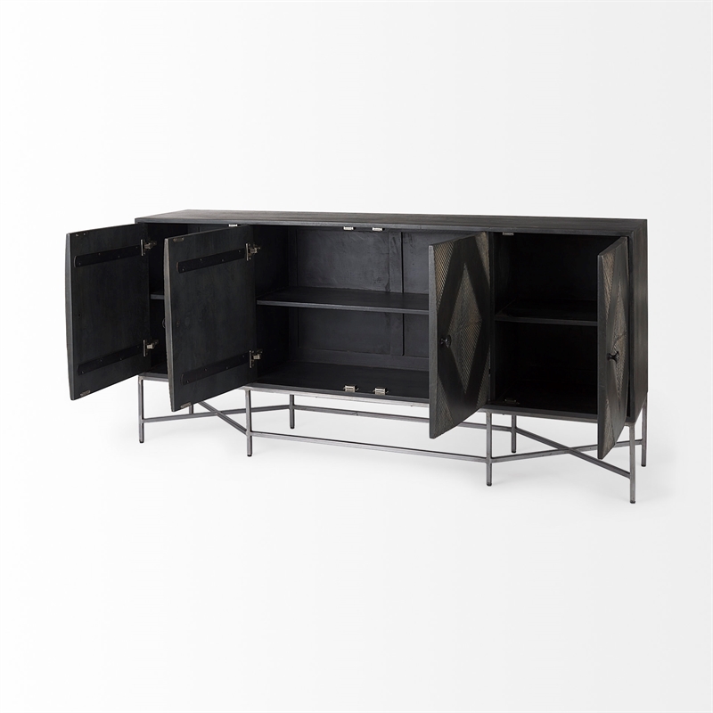 Mercana Hogarth I Solid Wood 2 Drawer 4 Cabinet Sideboard in Brown