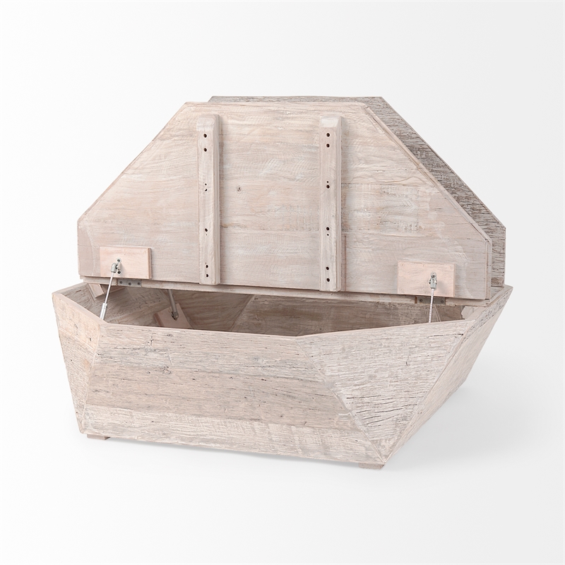 Mercana Stowe I Solid Wood Hinged Top with Storage Coffee Table in Brown