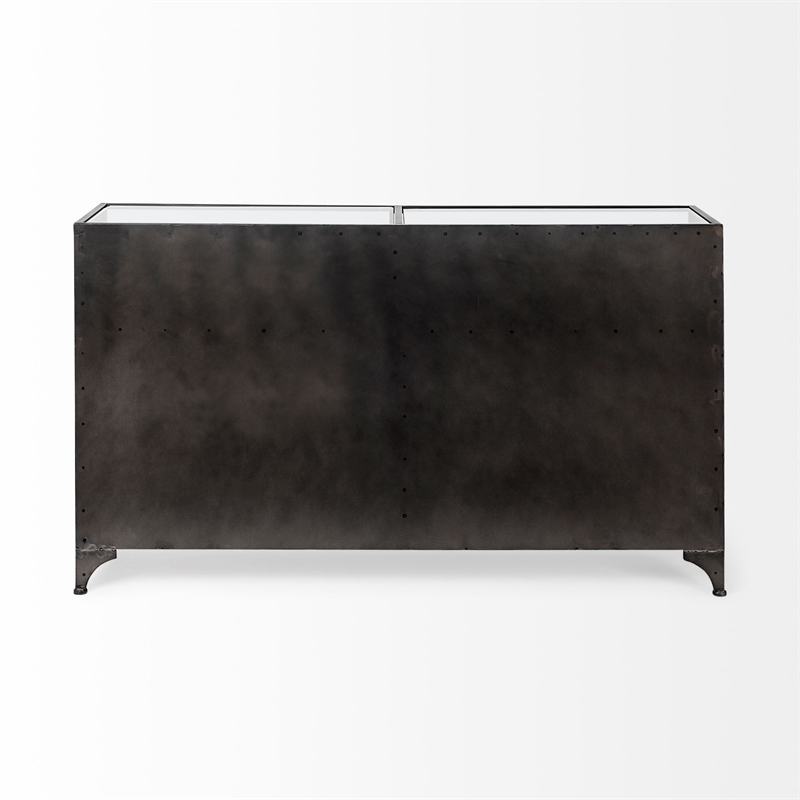 Mercana Pender Metal Glass Door Display Cabinet in Black
