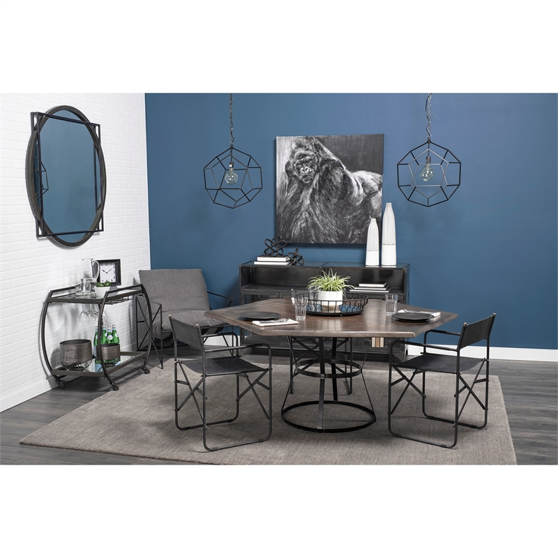 Mercana Pender Metal Glass Door Display Cabinet in Black