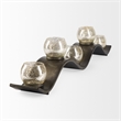 Mercana Lux Copper Metal Five Hurricane Glass Holder Table Candle Holder