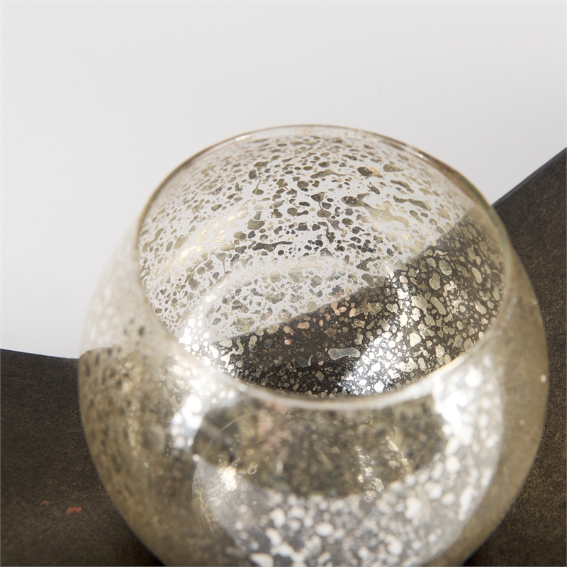 Mercana Lux Copper Metal Five Hurricane Glass Holder Table Candle Holder