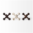 Mercana Jax Set of 3 Rust Orange and White Cast Iron Metal Jack objects