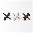 Mercana Jax Set of 3 Rust Orange and White Cast Iron Metal Jack objects