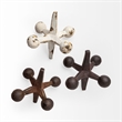 Mercana Jax Set of 3 Rust Orange and White Cast Iron Metal Jack objects