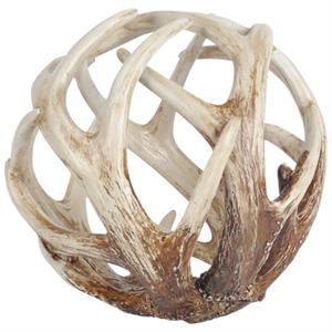 Mercana Ramus II 7&quot Brown and Tan Resin Horn Shaped Decorative Orb