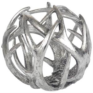 Mercana Ramus IV 7&quot Silver Resin Horn Inspired Decorative Orb