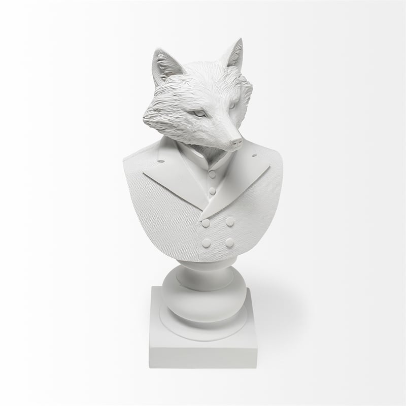 Mercana Murray White Resin Fox Bust Finished in a White Suit
