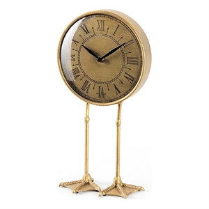mercana chadwick antiqued brass metal duck leg table clock