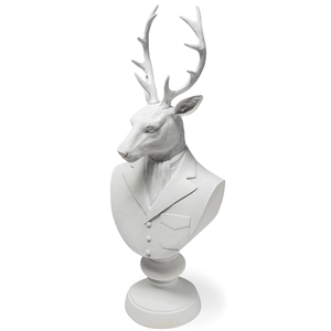 Mercana Mozart White Resin Decorative Deer Bust in a White Suit