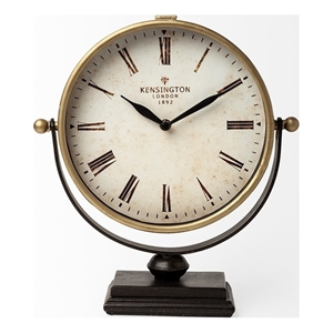 mercana houston gold metal half-moon base table clock