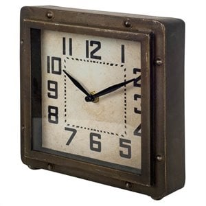 mercana redding bronze toned metal square table clock