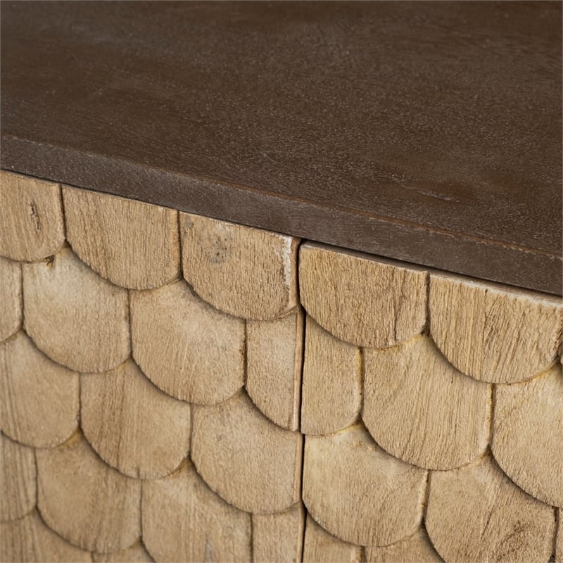 Mercana Swordfish 72x18 Two-Tone Brown Solid Wood Cabinet 4 Door Sideboard