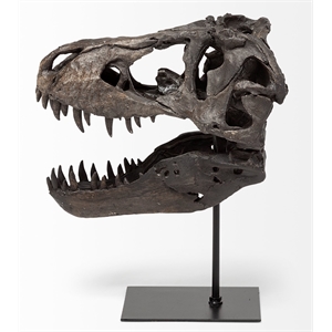 Mercana Jurassic 11.8&quotH  Black and Brown Resin Replica Tyrannosaurus Skull