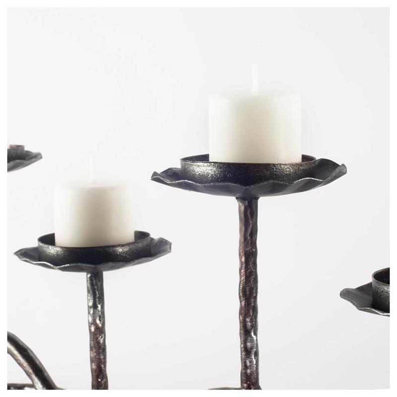 Mercana Orville Black Metal Pipe Five Tealight Table Candle Holder