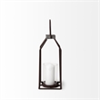 Mercana Kingston II Small Rustic Brown and Silver Metal Framed Table Lantern