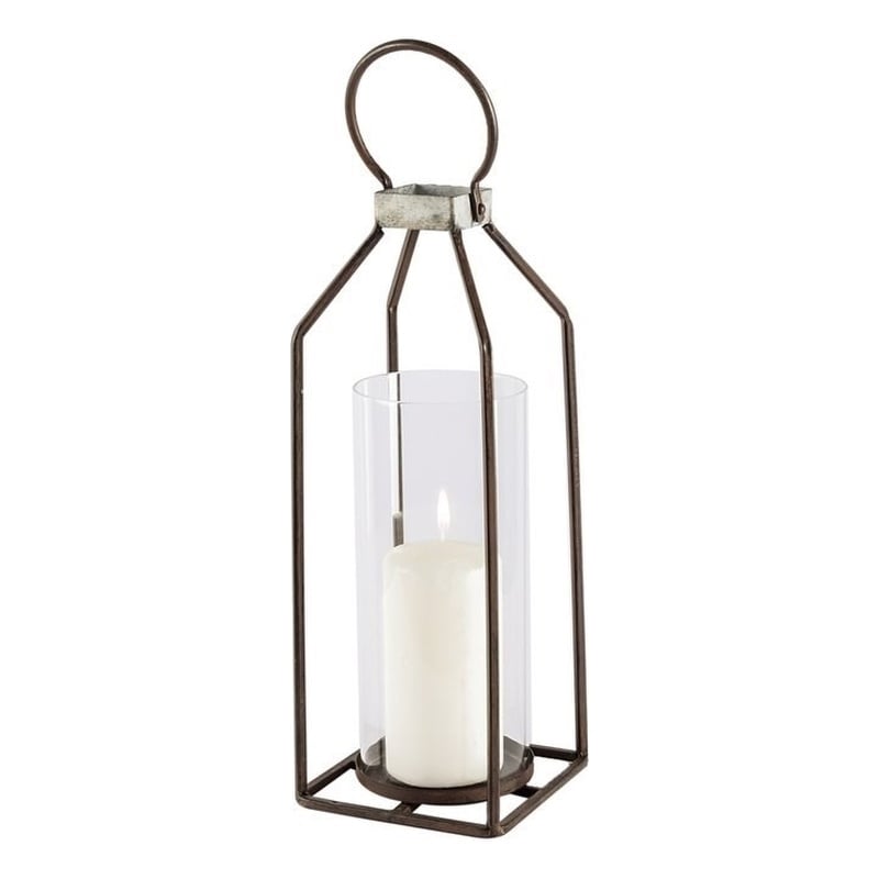 Mercana Kingston II Small Rustic Brown and Silver Metal Framed Table Lantern