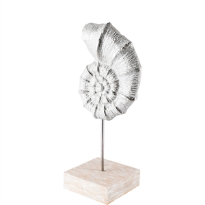 Mercana Cockle 12.3&quotH coastal iron sea shell on a stick pedestal in white