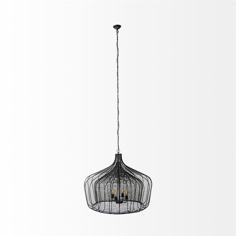 Mercana Coolie Metal Mesh-Style 4 Bulb Chandelier in Black