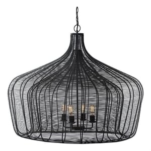 Mercana Coolie Metal Mesh-Style 4 Bulb Chandelier in Black