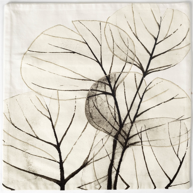 Mercana Edge of Twilight 18 x 18 Cream Leaf Pattern Fabric Pillow Cover