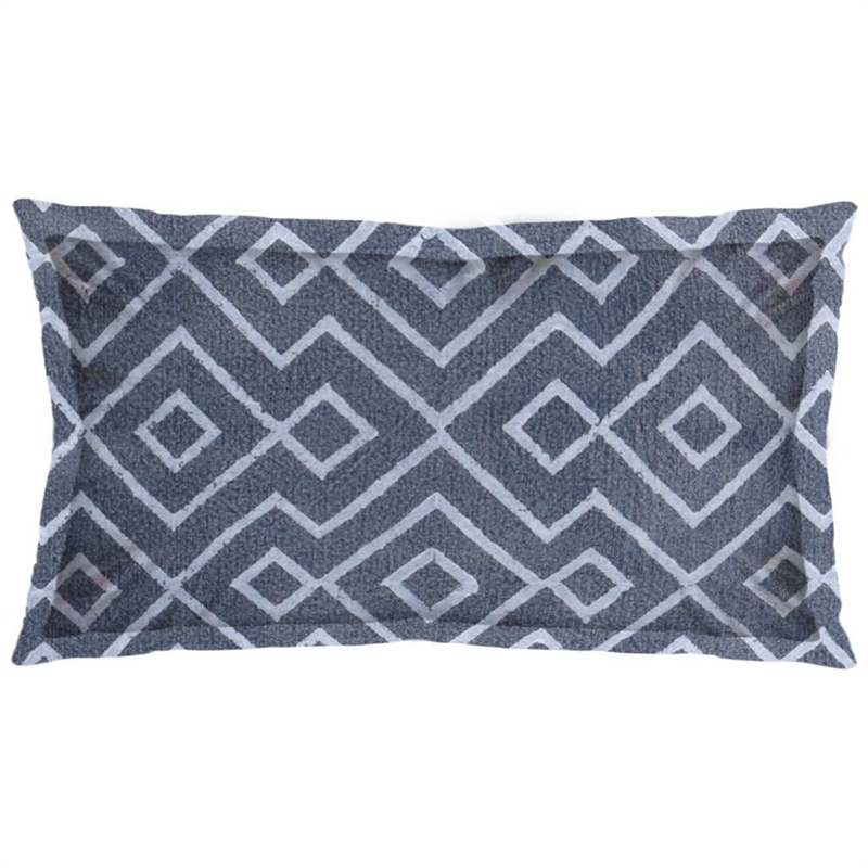 Mercana Boswell III 13 x 21 Blue/Gray Fabric Diamond Patterned Pillow Cover