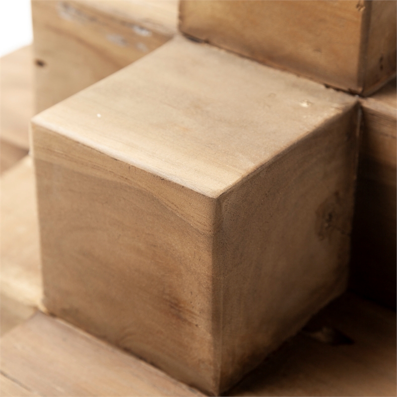 Mercana Rubik Rustic Brown Decorative Wood Cube Sculpture