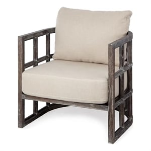 Mercana Skylar I Off White Fabric Covered Cushioned Demi-Lune Wooden Frame Chair