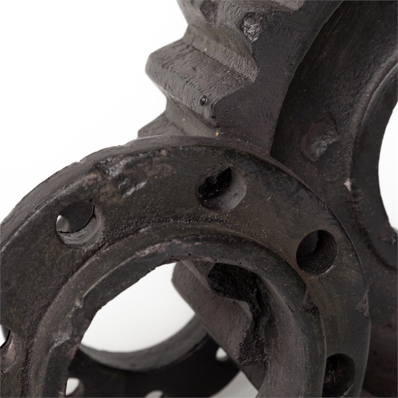 Mercana Cogsworth Black Matte Industrial Resin Gear Bookend