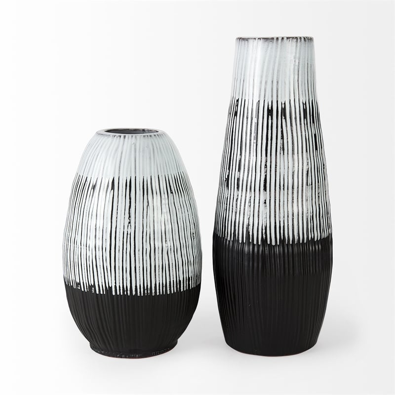Mercana Tanami I Tall Dark Brown/White Decorative Ceramic Vase
