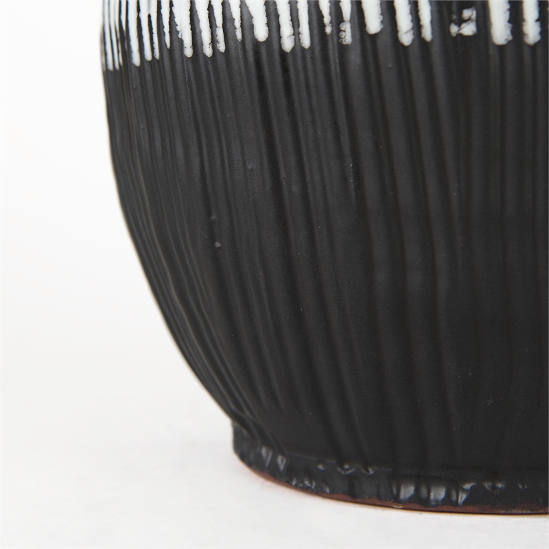 Mercana Tanami II Short Dark Brown/White Glazed Ceramic Vase