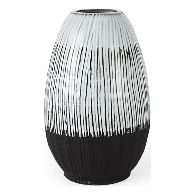 Mercana Tanami II Short Dark Brown/White Glazed Ceramic Vase