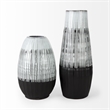 Mercana Tanami II Short Dark Brown/White Glazed Ceramic Vase