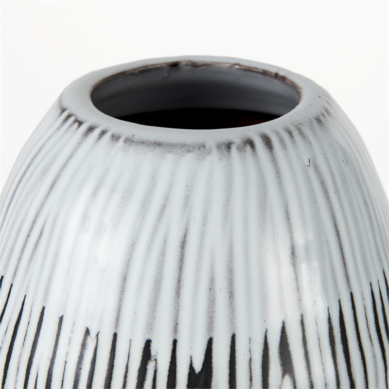 Mercana Tanami II Short Dark Brown/White Glazed Ceramic Vase