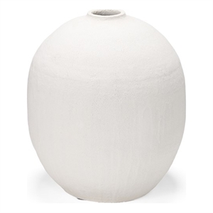 Mercana Karakum I Short White Textured Ceramic Vase
