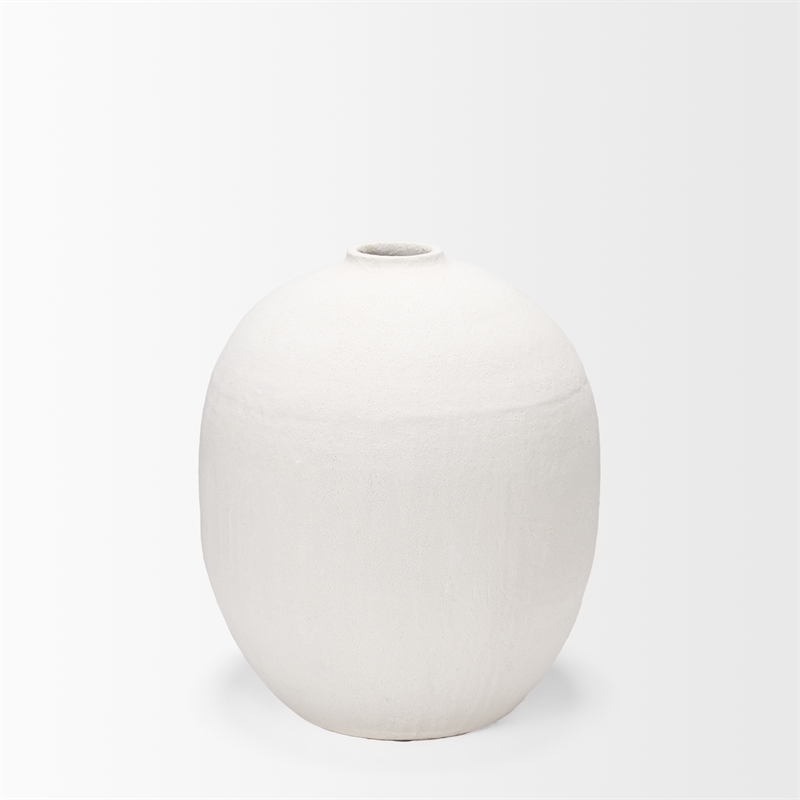 Mercana Karakum I Short White Textured Ceramic Vase