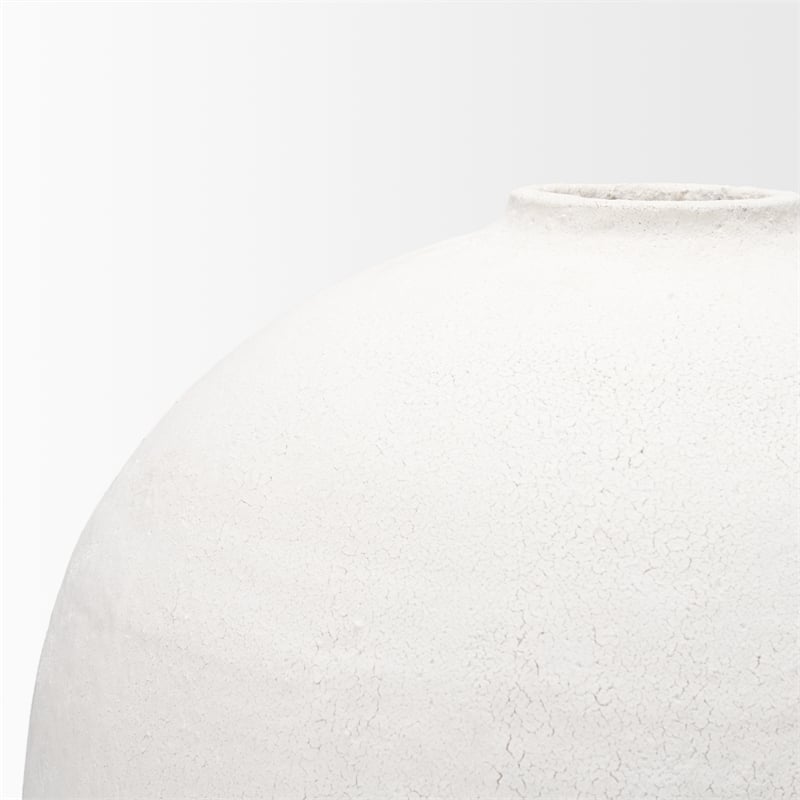 Mercana Karakum I Short White Textured Ceramic Vase