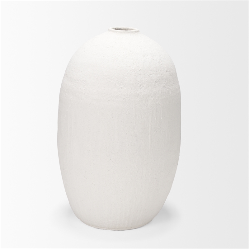 Mercana Karakum II Large White Textured Ceramic Vase
