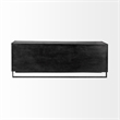 Alvin 82x20 Brown Solid Wood Black Metal Frame 3 Drawer 2 Cabinet Door Sideboard