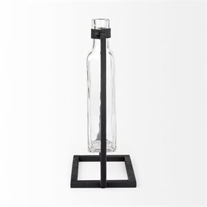 Mercana Furniture Monica II Tall Black Metal Glass Bottle Vase