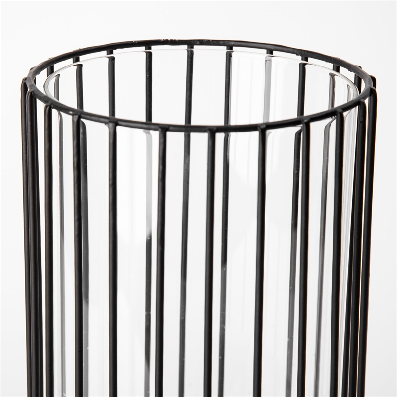 Mercana Velo II Large Black Metal Cylindrical Table Candle Holder