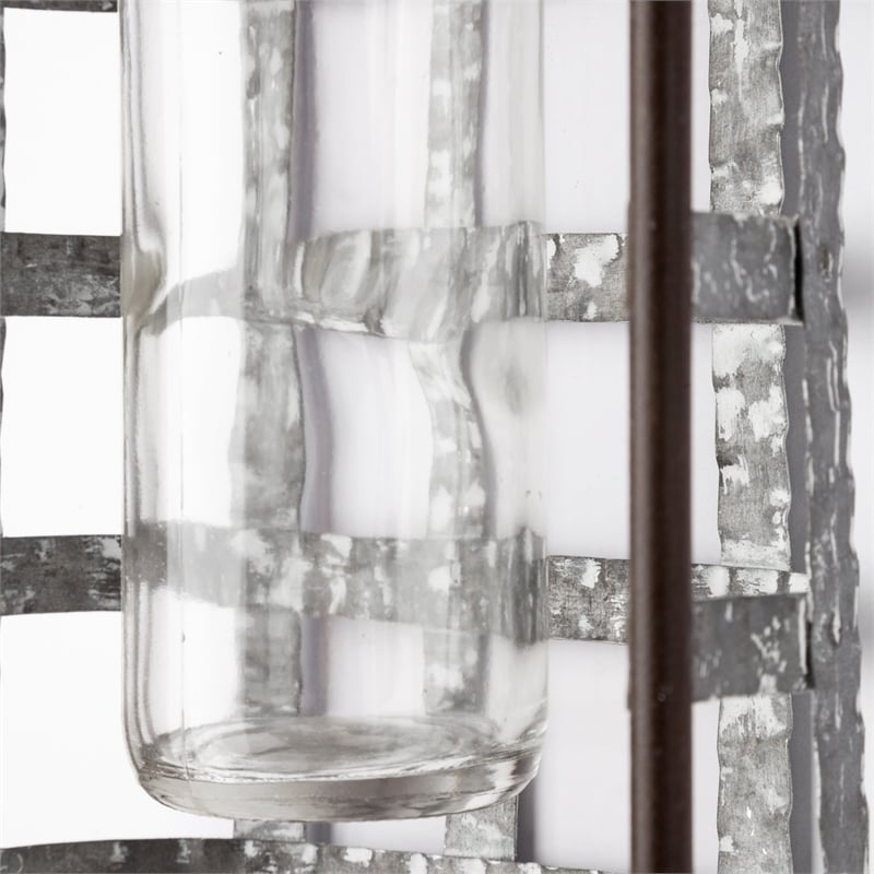 Mercana Margaret Wall Mounted Silver Metal Basket w/Glass Bottle for Botanicals