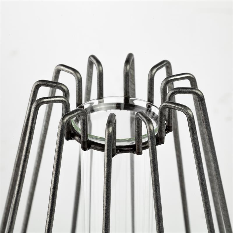 Mercana Madeline II Large Gunmetal Gray Metal Glass Test Tube Vase